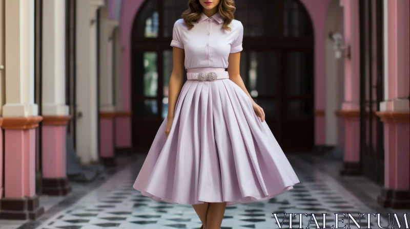 Elegant Lavender Dress Fashion Portrait AI Image
