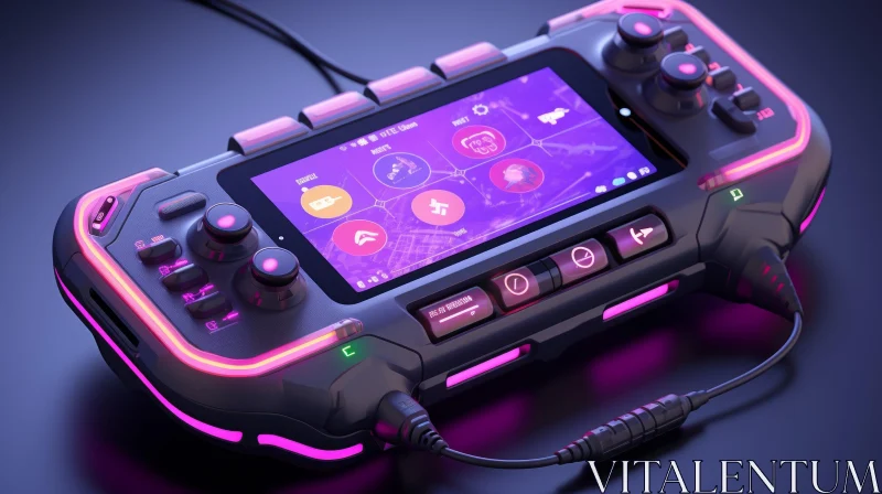 Futuristic Wireless Video Game Controller with Purple Lights AI Image