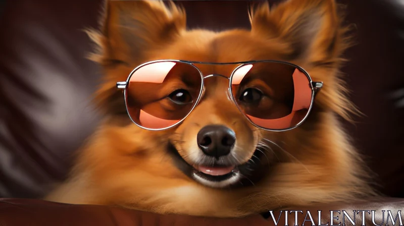 Happy Dog Portrait with Aviator Sunglasses AI Image