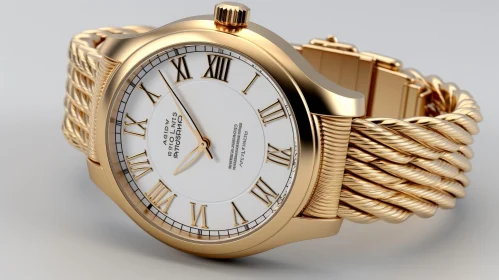 Luxury Gold Wristwatch with Roman Numerals - 3D Rendering