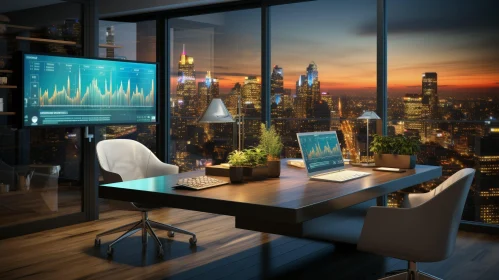 Modern Office Interior 3D Rendering