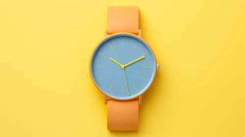 Stylish Orange Wristwatch with Blue Dial