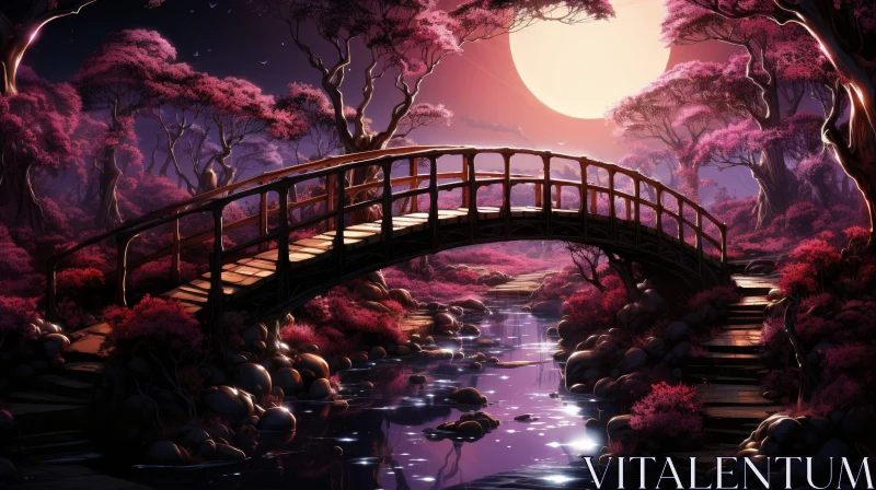 AI ART Tranquil Forest Bridge Over River