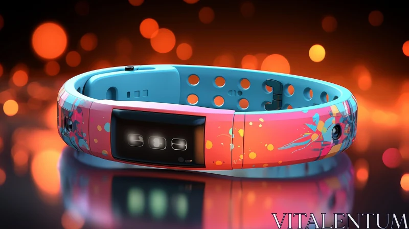 AI ART Blue and Pink Fitness Tracker with Heart Rate Monitor
