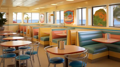 Bright Retro-Style Diner Interior | Cheerful Atmosphere
