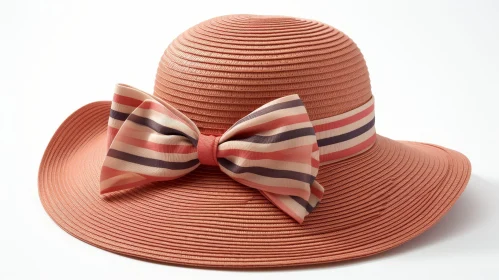 Brown Straw Hat with Striped Ribbon | Fashion Accessory