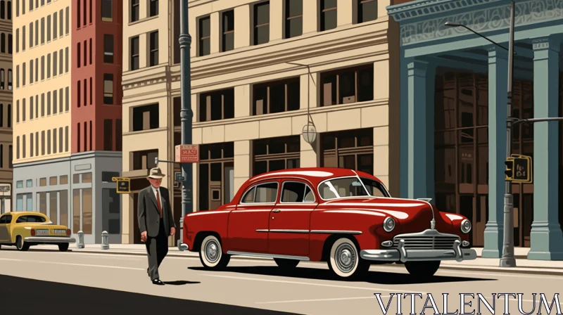 Captivating Architectural Illustration: A Stunning Red Car Composition AI Image