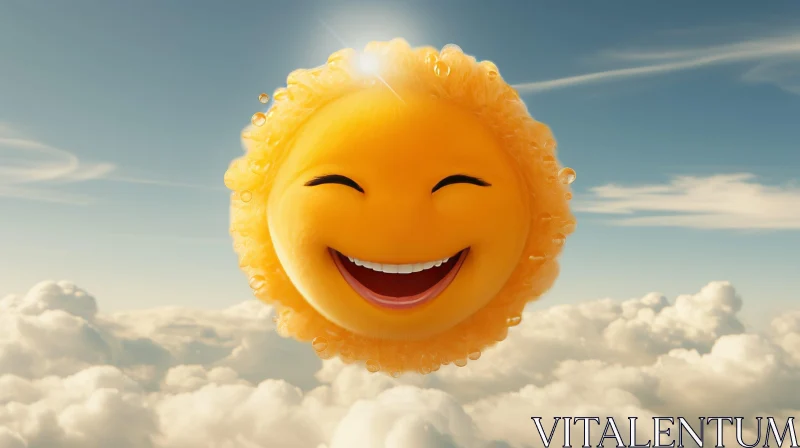 Cheerful Cartoon Sun in the Sky AI Image