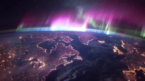 Earth from Space: Captivating Aurora Borealis Display