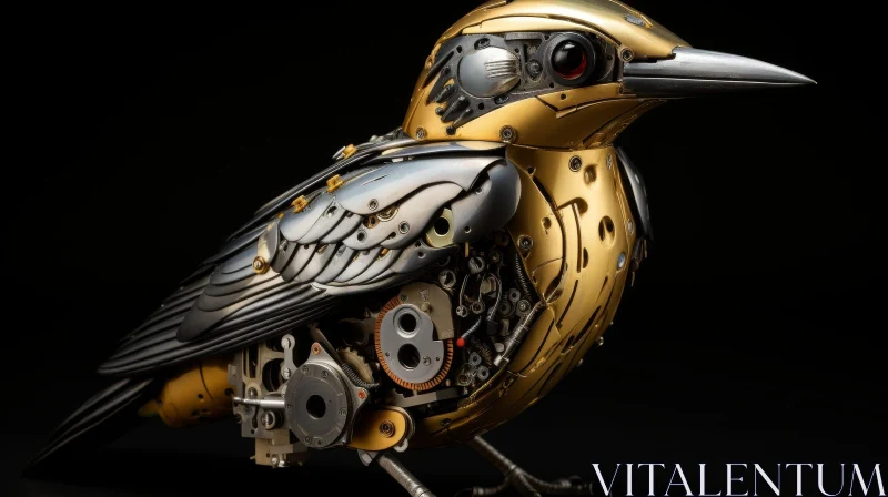 Intricate 3D Mechanical Bird Sculpture AI Image