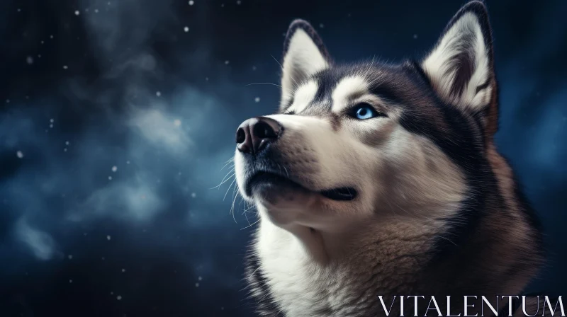 AI ART Striking Siberian Husky Dog with Blue Eyes