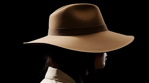 Stylish Woman in Brown Wide-Brimmed Hat | Profile Portrait