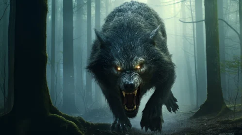 Werewolf in Forest Digital Painting