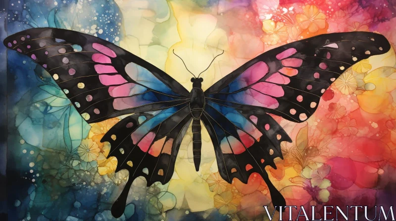 AI ART Beautiful Butterfly Watercolor Painting