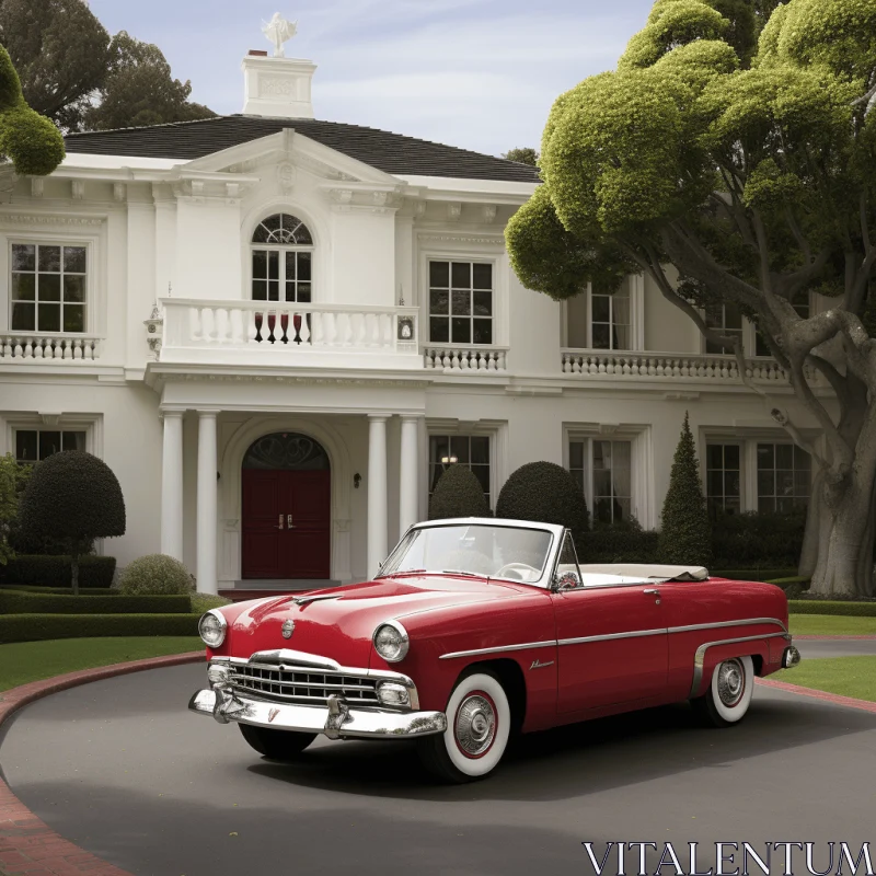Captivating Red Convertible Car: Gritty Hollywood Glamour AI Image