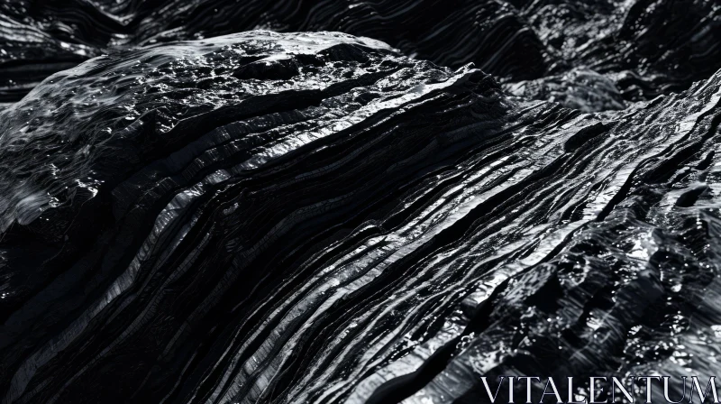 Enigmatic Dark Abstract Landscape with Black Rocks AI Image