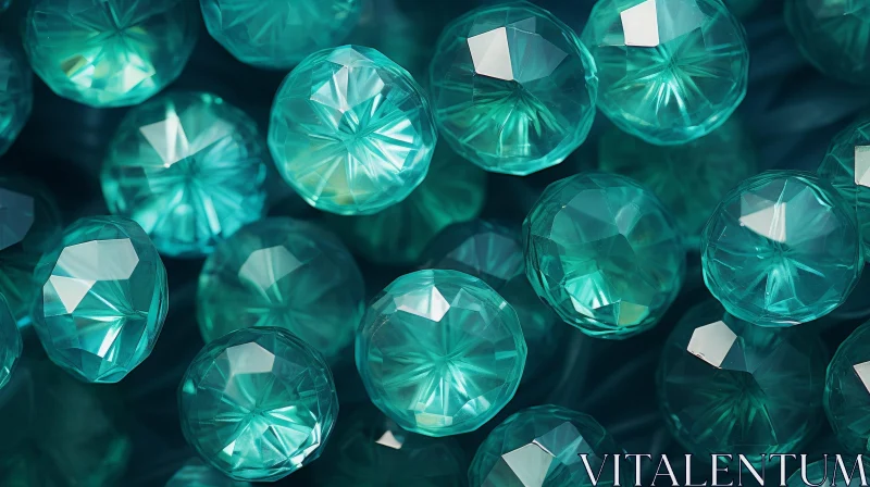Exquisite Blue-Green Gemstones on Dark Background AI Image