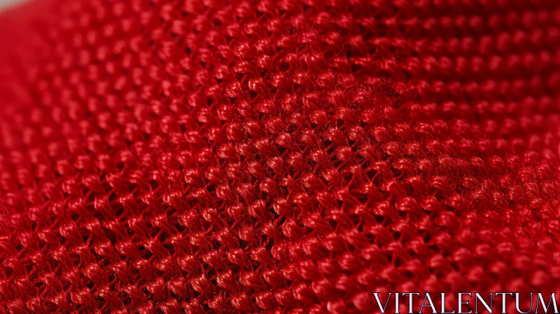 Red Knitted Fabric Close-Up AI Image