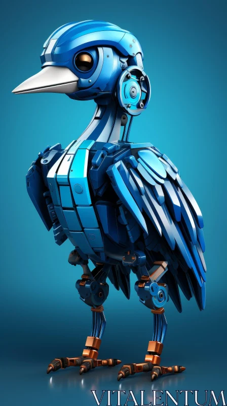 Blue Robotic Bird - Futuristic Technology Artwork AI Image