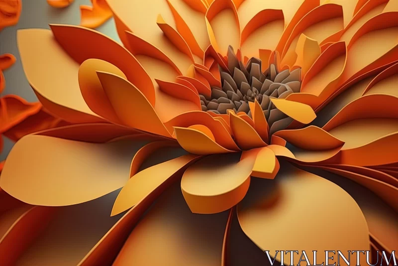 Captivating 3D Printed Orange Flowers: Conceptual Digital Art AI Image