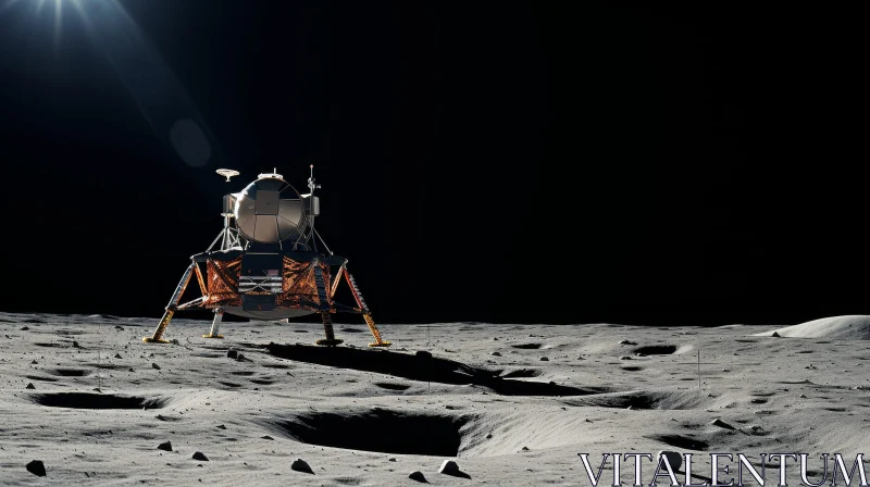 Lunar Module on Moon's Surface - Space Exploration Image AI Image