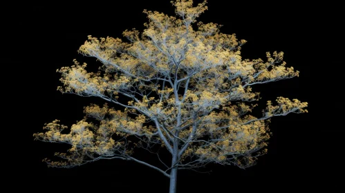 Majestic 3D Tree Illustration with Yellow Flowers