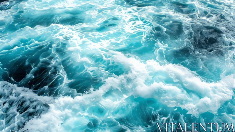 AI ART Powerful Ocean Waves - Blue Water Photography
