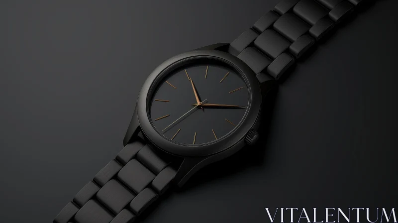 AI ART Black 3D Wristwatch Stock Photo