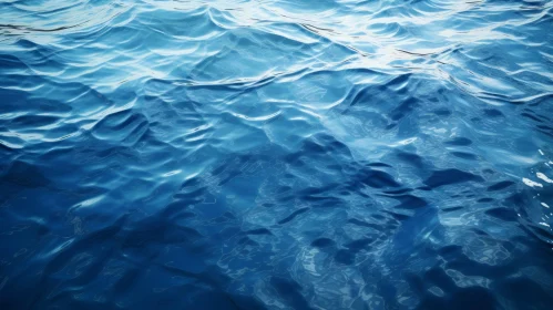 Blue Ocean Surface - Rippling Waves and Sunlight Reflection