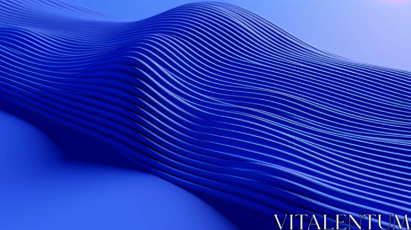 Blue Wavy Abstract Striped Background | 3D Rendering AI Image