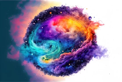 Colorful and Artistic Painting of Swirling Clouds | Cosmic Landscape