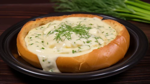Delicious Creamy Cheese Soup in Bread Bowl