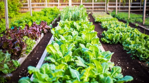 Lettuce-filled Garden with Raised Beds