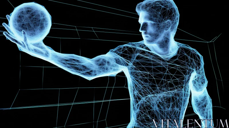 AI ART Male Handball Player 3D Illustration