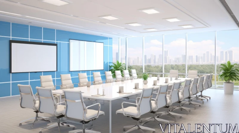 Modern City View Boardroom AI Image