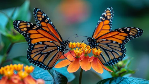 Monarch Butterflies on Milkweed Flower