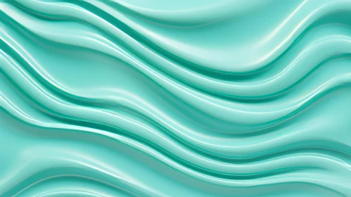 Turquoise Glossy Wavy Surface - Abstract 3D Rendering