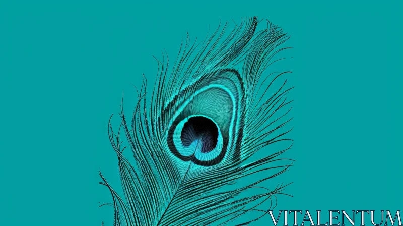 AI ART Turquoise Peacock Feather Close-Up