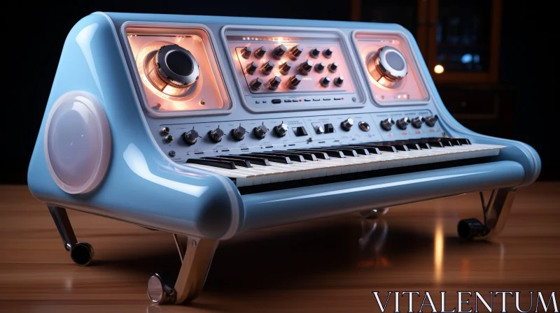 AI ART Vintage Synthesizer - Retro Music Instrument