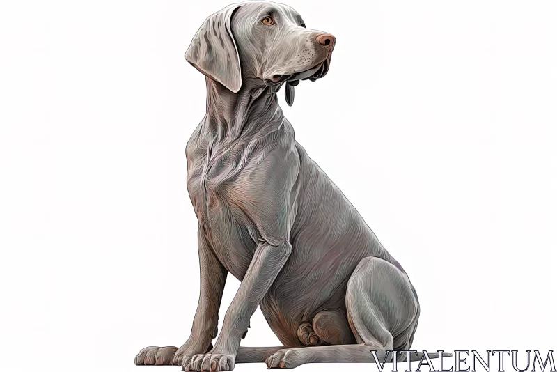 White and Gray Weimaraner Dog: Vibrant Digital Art Sculpture AI Image