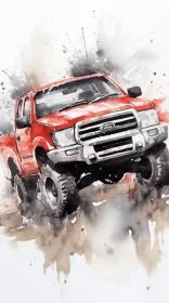 Captivating Watercolor Painting of a Red Truck | Powerful Portraits
