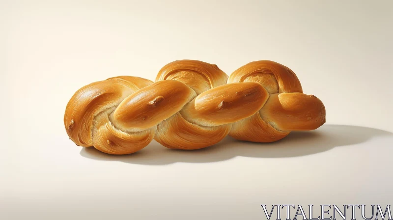 AI ART Golden Brown Braided Loaf of Bread - Food Photography