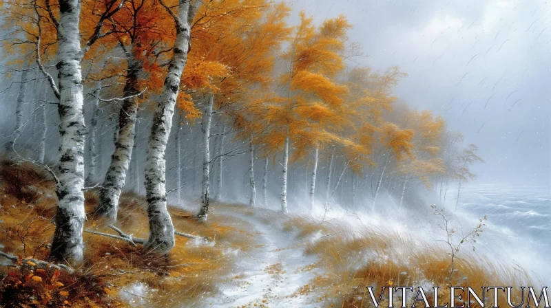 Winter Forest Painting - Serene Natural Beauty AI Image