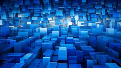 Blue Cityscape Illuminated by Bright Light