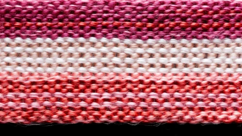Colorful Hand-Knitted Striped Fabric Close-Up