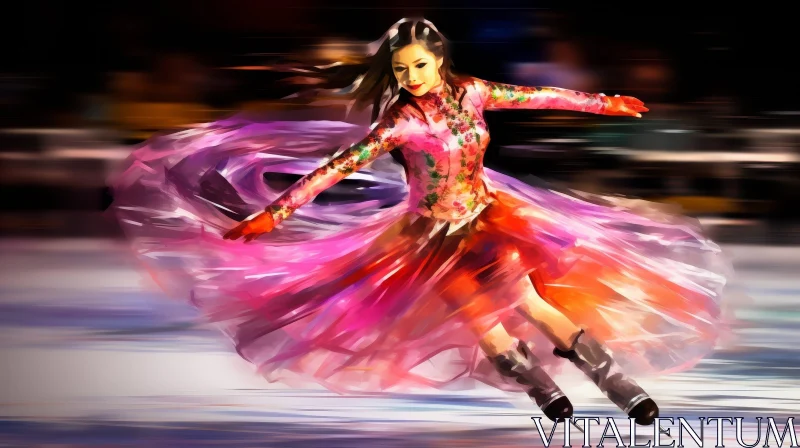 AI ART Female Figure Skater Painting on Ice Rink