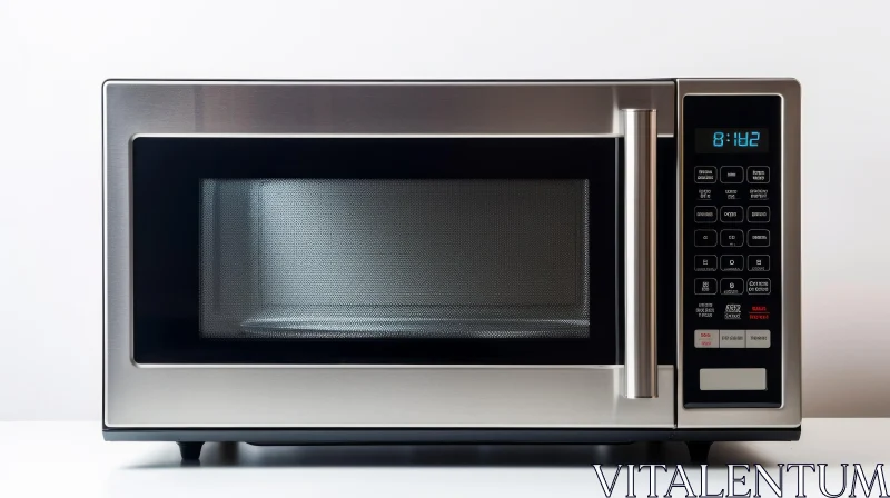 Modern Stainless Steel Microwave Oven with Control Panel AI Image