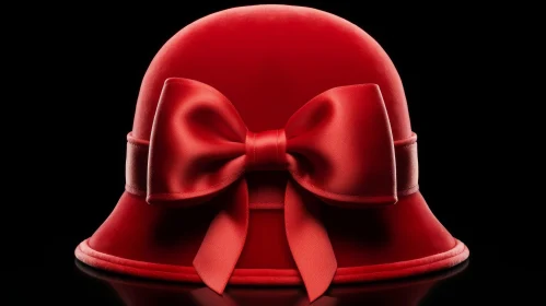 Red Cloche Hat with Bow - Fashion Stock Photo