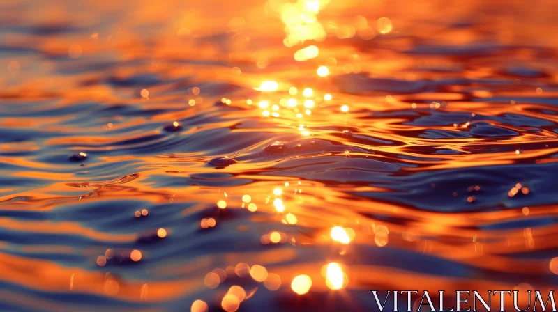 Sun Reflection on Deep Blue Water AI Image