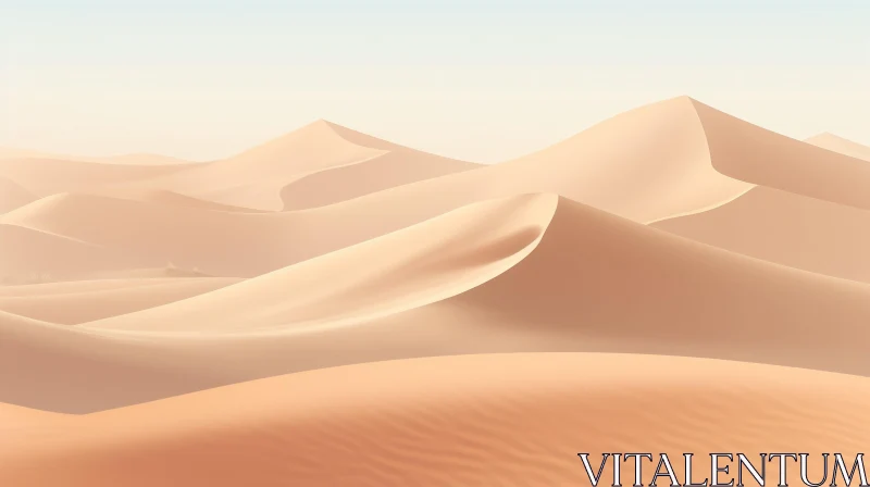 AI ART Tranquil Desert Sand Dunes under Blue Sky